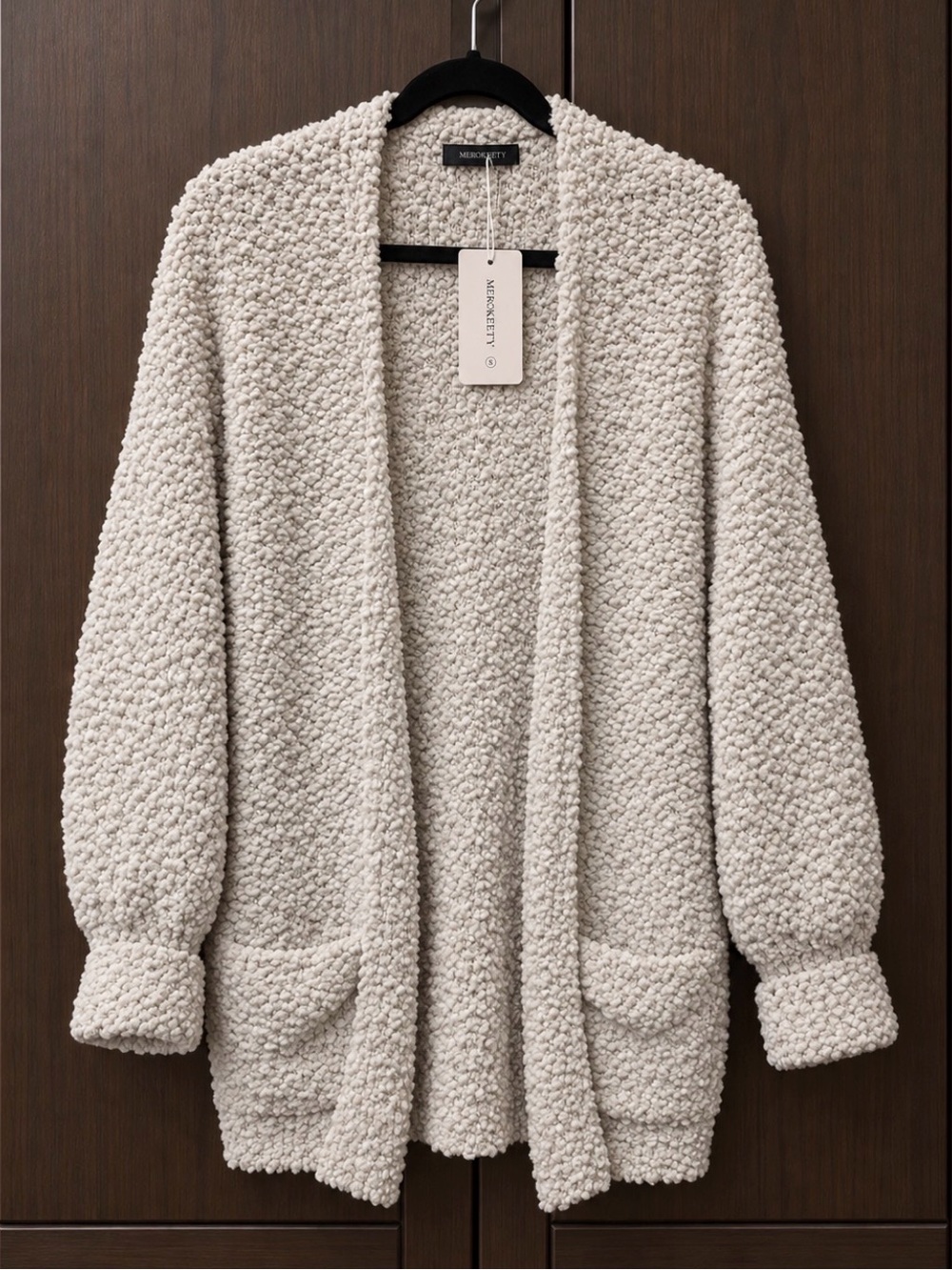 Mer Sea & Co. Cream Bouclé Open-Front Cardigan